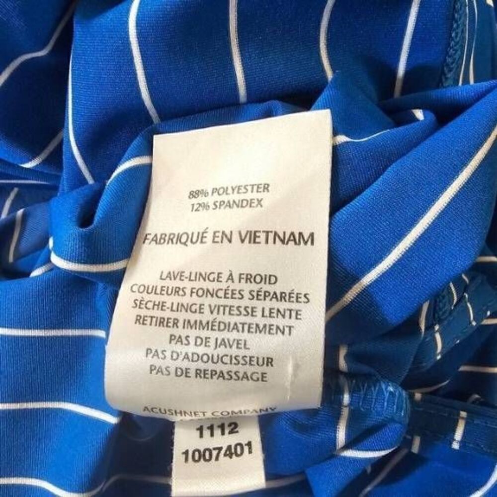 FootJoy Mens Large Blue Striped Stretch Golf Polo Shirt - Picture 7 of 7